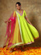 Pomcha Jaipur Guzarish Gulaal Green Cotton Anarkali Set
